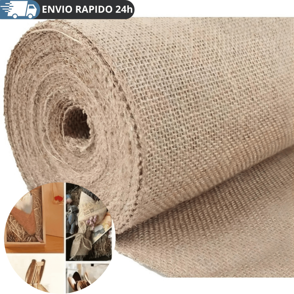 15M Tecido De Juta - Tela De Juta - Artesanato - Decoração Cor Natural Desenho Do Tecido Liso