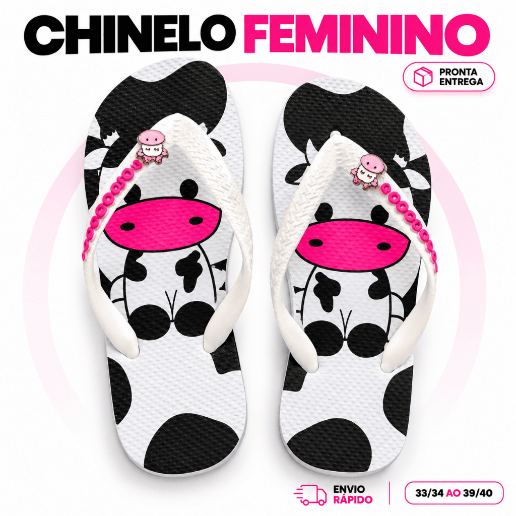 Chinelo Feminino Antiderrapante Macio Confortável de Borracha Leve Resistente Estampado 33/34 a 39/40