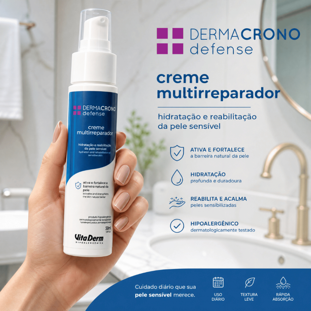 Creme Multirreparador Dermacrono Defense Vita Derm 50g Pele Sensível Hidratação e Reparação