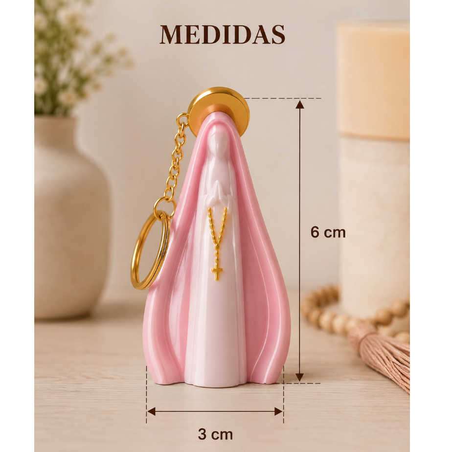 Chaveiro Nossa Senhora 3D Religioso | Presente Católico Lembrancinha | 1 Unidade ou Kit 3 Cores