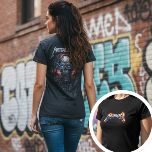 Camiseta Feminina Banda Metallica Algodão Premium