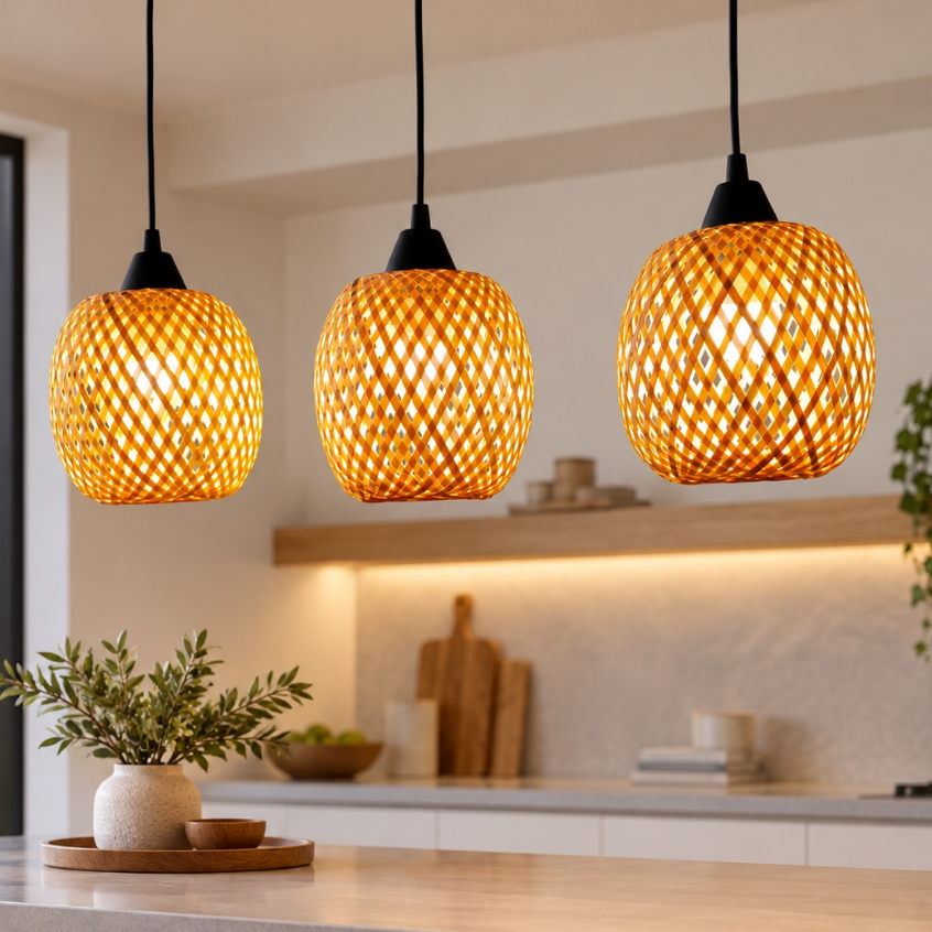 Luminaria Fibra Natural Teto Pendente Moderno Redondo Fio Preto branco - 3 metros 127|220v