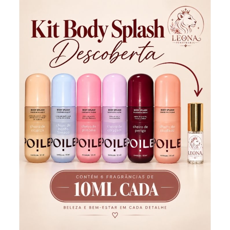 Kit Body Splash Spoiler – Cheiro de Perigo, Riqueza, Princesa, Coragem, Banho Tomado e Saudades| 10ml