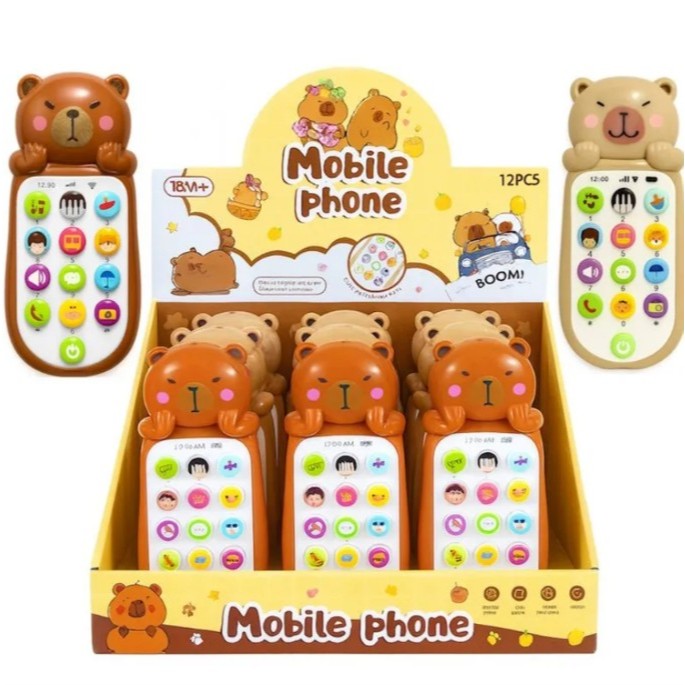 Telefone Infantil Musical Capivara Brinquedo Celular Mordedor Educativo Com Luz