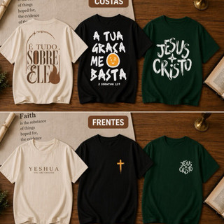 Kit 3 Camisetas Infantis Religiosas Estampas Cristãs Meninas Algodão Meninos Culto Missa Tua Graça