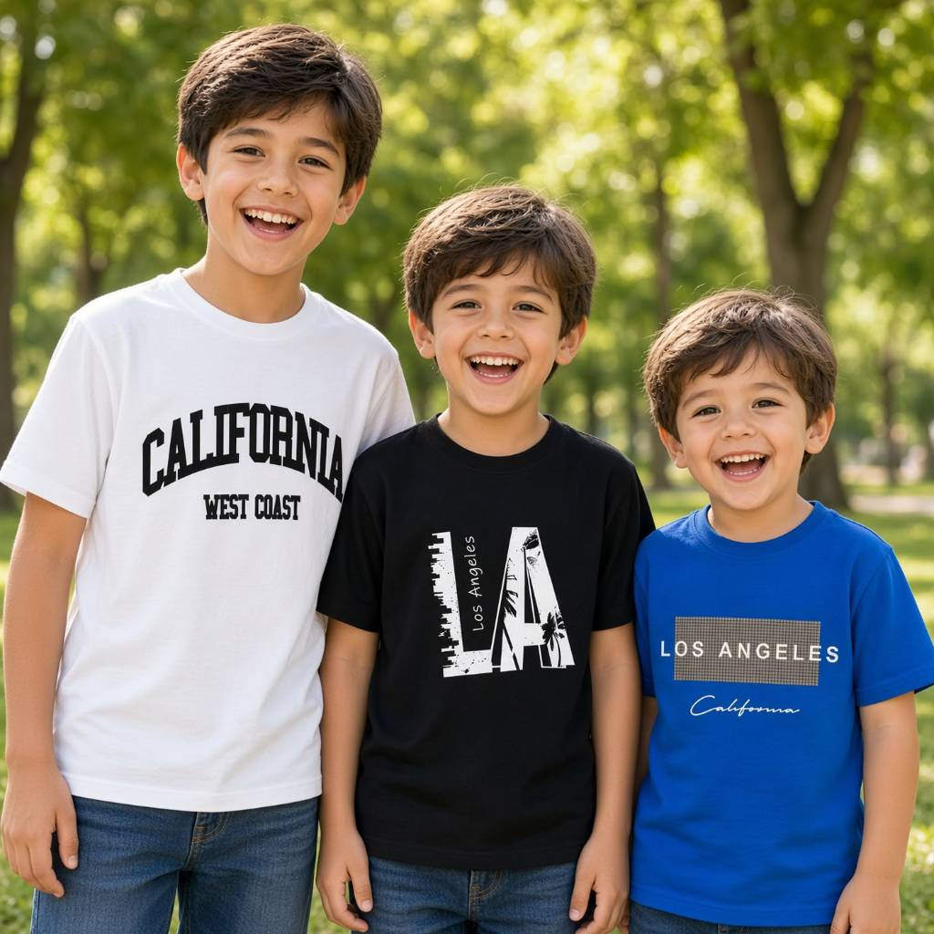 Kit 3 Camisetas Infantis 100% Algodão Gola Redonda Califórnia Blogueirinho Adolescente Streetwear