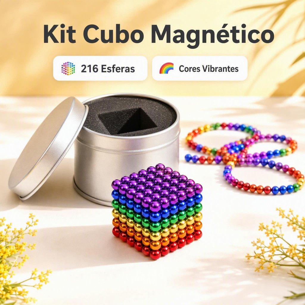 Neocube Cubo Magnético 216 Bolas Magnéticas 5mm com Latinha para Guardar