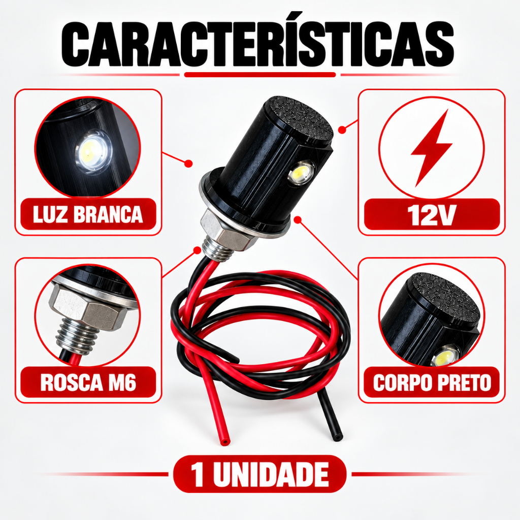 Luz De Placa Led Parafuso Luz De Placa Para Moto Motocicleta — imagem 2 de 2