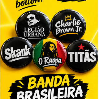 Kit 10 Botons 4,4 cm Bandas Rock -Botton -Broche - Bandas brasileiras