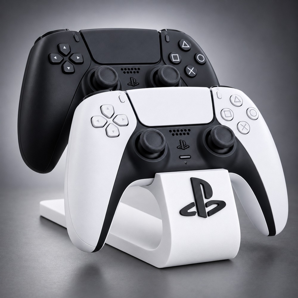 Suporte Duplo para Controle PS5 PS4 Organização Setup Gamer Mesa Preto Branco