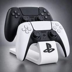 Suporte Duplo para Controle PS5 PS4 Organização Setup Gamer Mesa Preto Branco