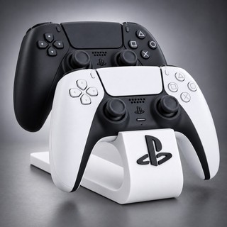 Suporte Duplo para Controle PS5 PS4 Organização Setup Gamer Mesa Preto Branco