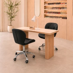 Kit 2 Cadeiras Office Eiffel Slim Giratória Base Cromada com Rodízios e Ajuste de Altura