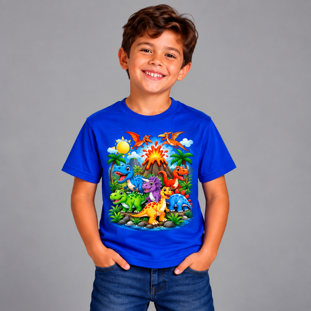 Camiseta Infantil Masculina Dinossauro 100% Algodão Premium Envio Imediato