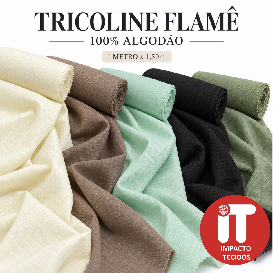 Tecido Tricoline Flamê 100% Algodão 1 Metro x 1,50m Para Camisas Vestidos Costura e Artesanato