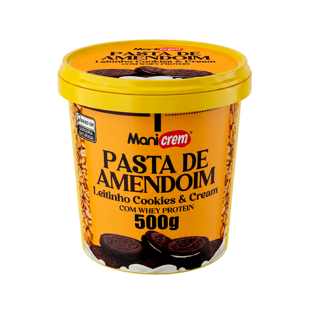 Pasta de Amendoim Leitinho Cookies e Cream com Whey Protein 500g - Manicrem