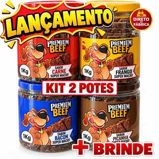 Petisco para cachorro (2Kg)- Kit com 02 Potes de 1Kg BRINDE: 01 Premium Beef de 50g