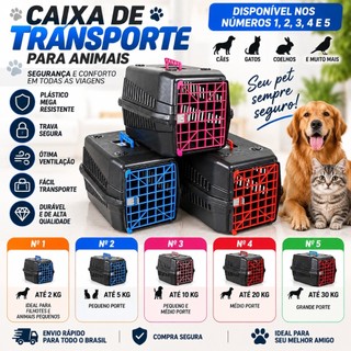 Caixa de Transporte Pet 30kg a 50kg Reforçado com Ventilação 7 parafusos Nº1 N°2 N°3 e N°4
