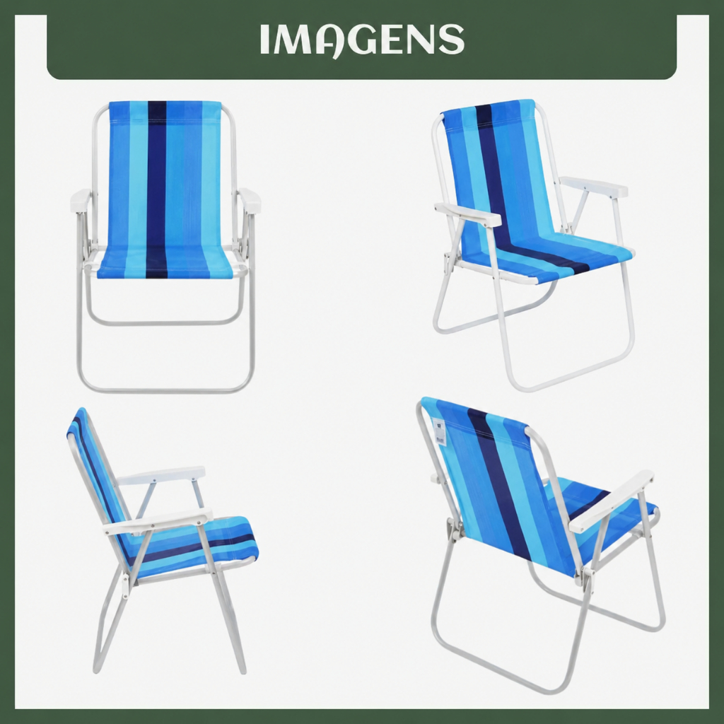 Cadeira De Praia Dobrável Aço Cores Sortidas Resistente Estrutura Reforçada Leve Praia Piscina Camping Lazer Luvinco — imagem 2 de 2