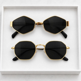 2 peças Óculos de Moda Feminina com Armação Metálica Oval e hexagonal Y2K Óculos Estilo vintage dia a dia Férias verao