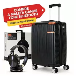 Mala de Viagem com Rodinhas 360° + Fone Bluetooth Sem Fio de Brinde | Mala Resistente com Cadeado
