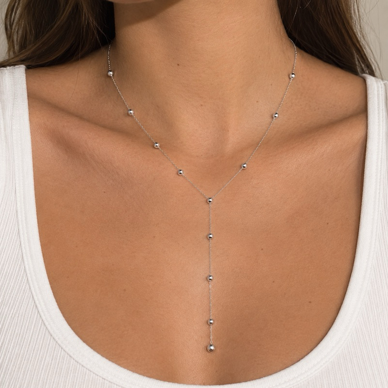 Colar Gravatinha com Bolinhas | Colar Y Feminino Delicado e Elegante