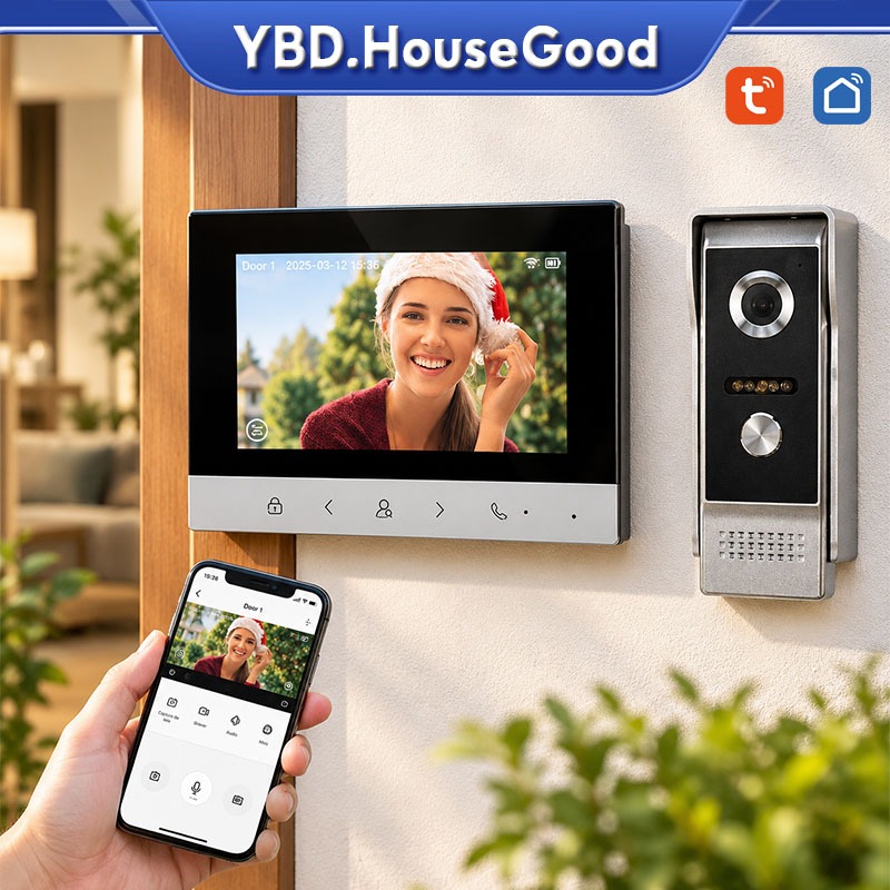 Campainha Vídeo Inteligente Tuya Com Vídeo Tela De Hd 7 Polegadas Sistema de Interfone Vídeo Residencial
