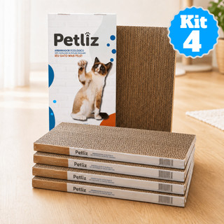Kit 4 Brinquedo Para Gatos Arranhador Plano Antiestresse De Papelão - Petliz