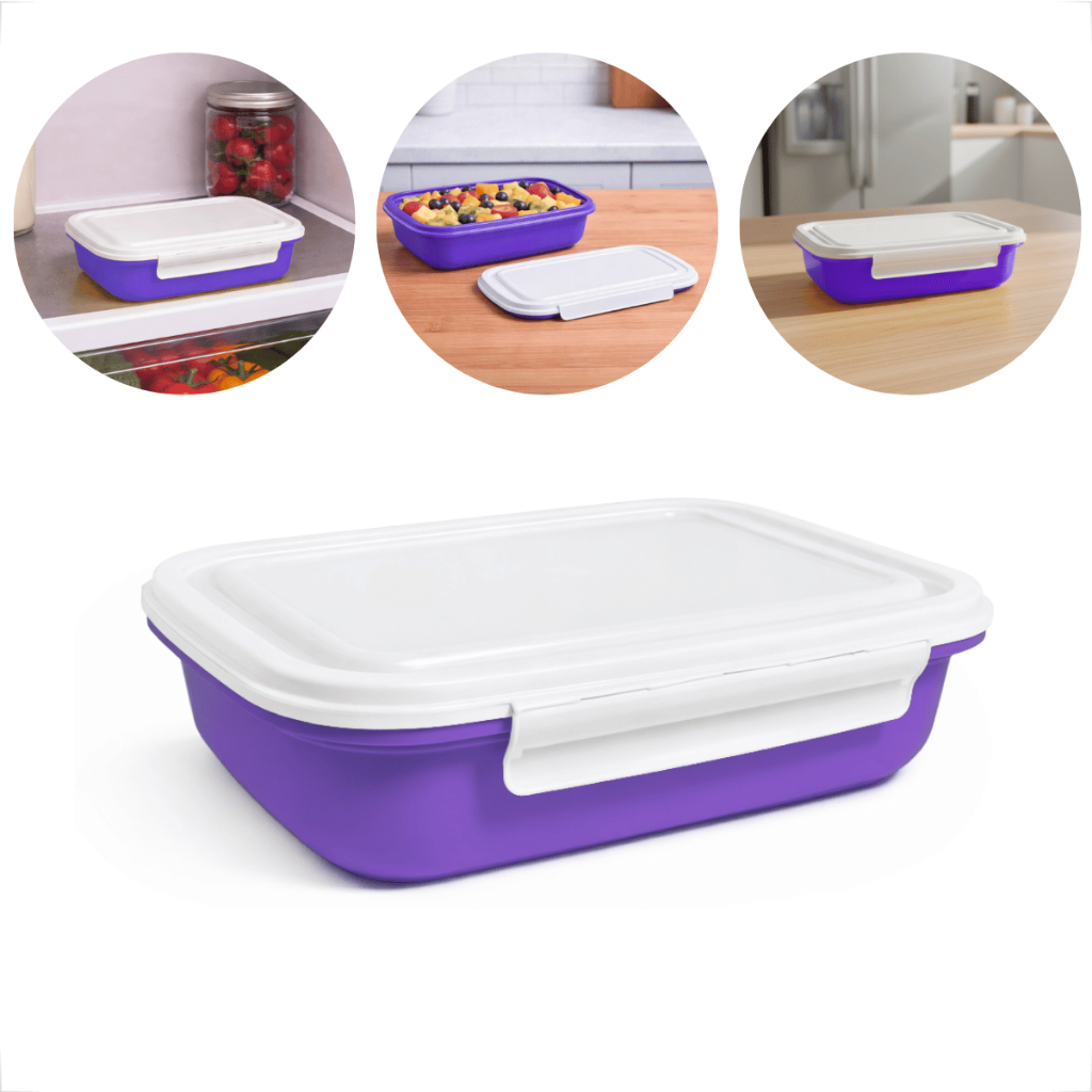 Pote Plástico Para Marmita 500ml Plastico Colorido Livre BPA Tampa Firme com Trava Uso Diário