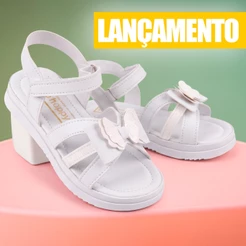 Sandalia Infantil Menina Feminina Branca Batizado Club Happy