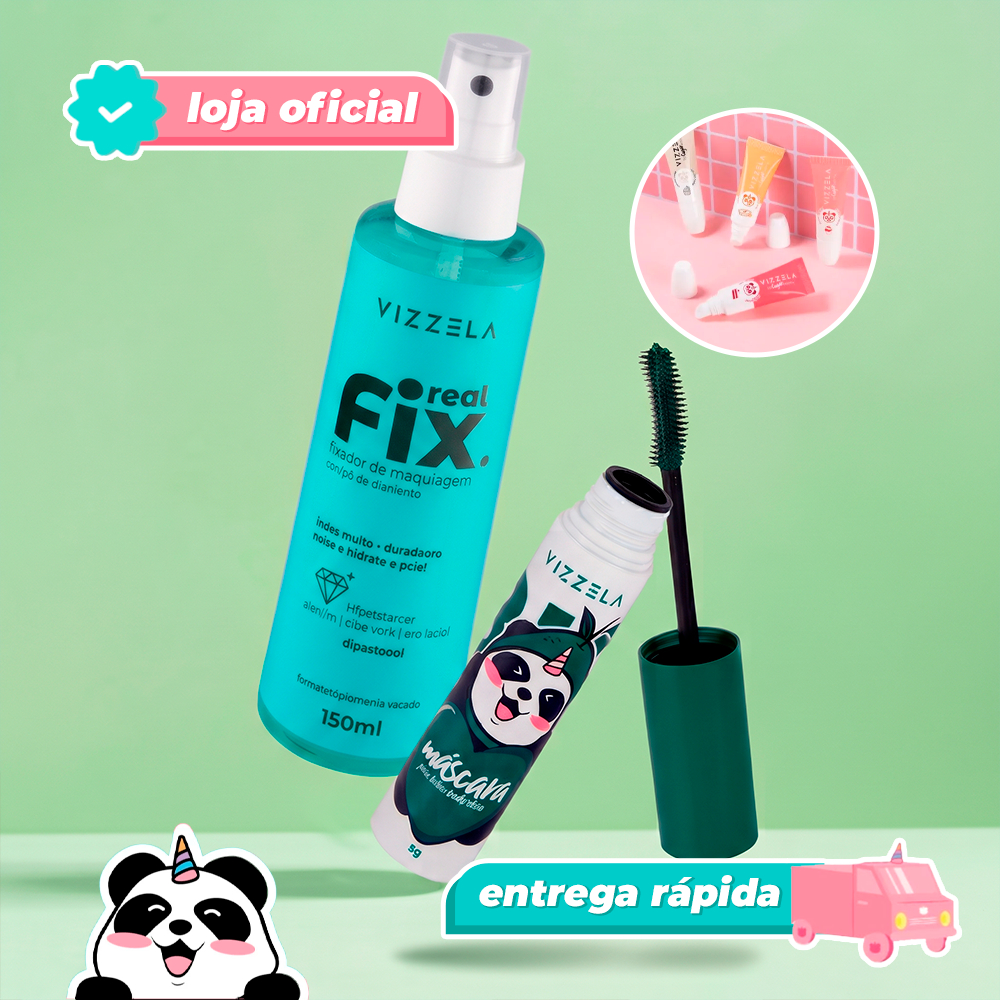 Kit Máscara Para Cílios Olive Green + Real Fix 150ml + BRINDE Original Vegano Vizzela