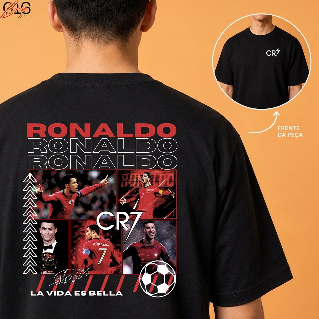 Camiseta Cristiano Ronaldo CR7 Portugal Futebol 100% Algodão Masculina Estampa Exclusiva