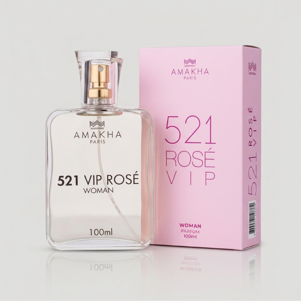 Perfume Feminino 521 Vip Rosé 100ml Amakha Paris - Floral Doce Delicado | Inspirado em Importado