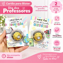 Cartão para blister Dia dos Professores, 12x8cm, (não acompanha blister)mimo, clientes Brilhante