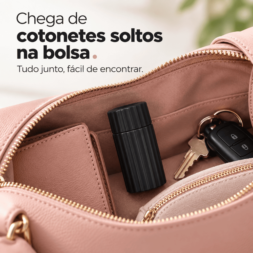 Porta Cotonetes para Viagem | Estojo Organizador Compacto Portátil para Higiene Pessoal — imagem 2 de 2