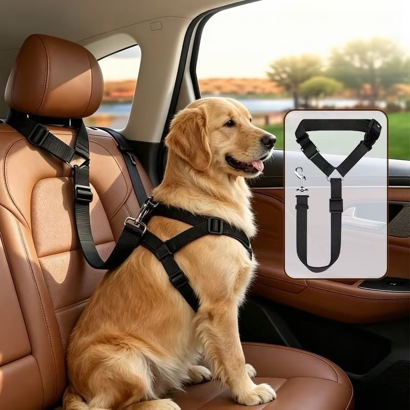 Cinto Segurança Cachorro Carro Ajustável Guia Pet Veicular para Cães Pequenos Médios e Grandes