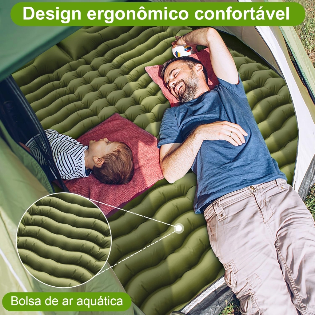 Colchão Inflável Dobrável Acampamento 203x136x10cm Impermeável Secagem Rápida Compacto Com Inflação a Pé JOYFOX — imagem 3 de 3