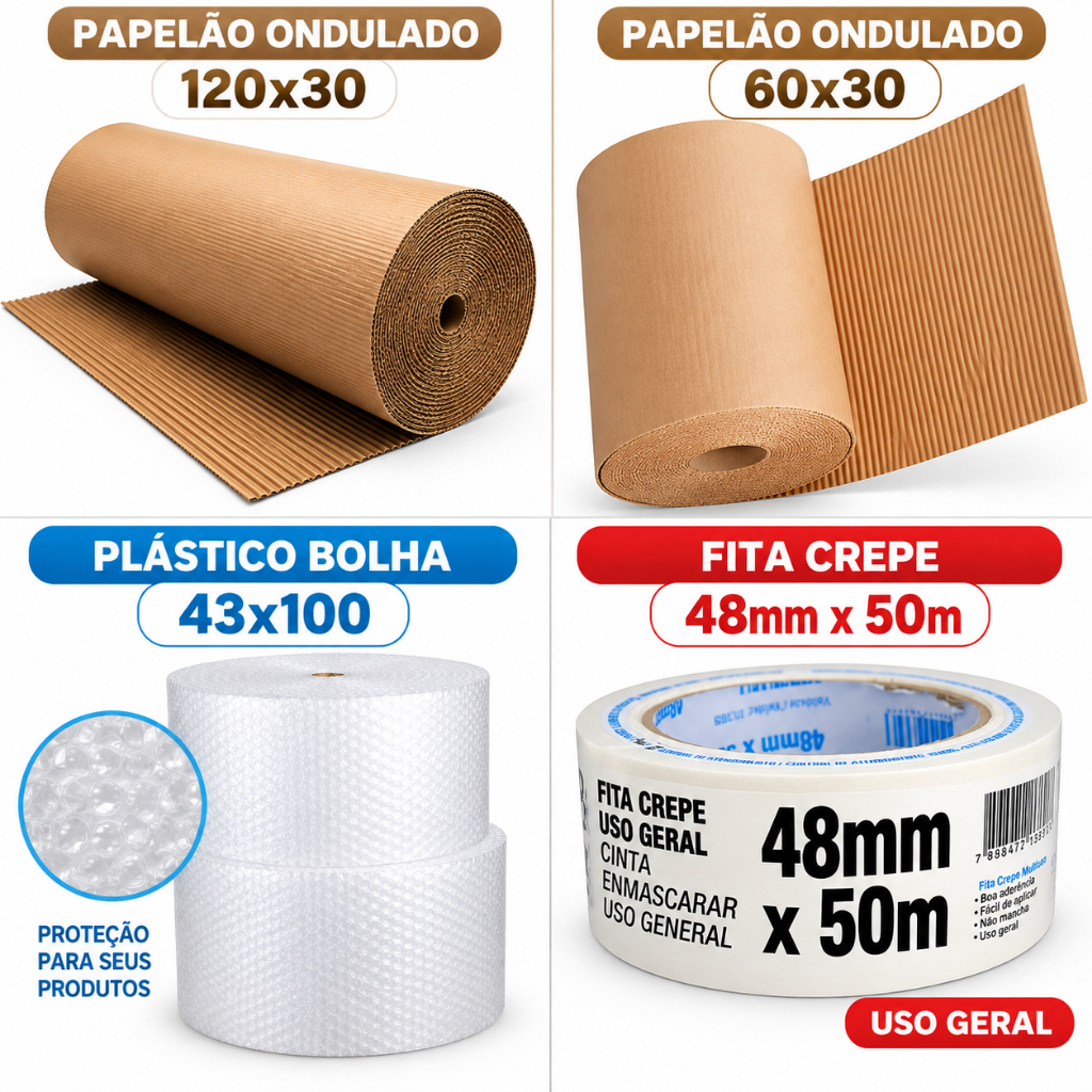 Bobina Papelão Ondulado 1,20m x 30m Dupla Camada Resistência Superior Para Pisos Reformas Transporte