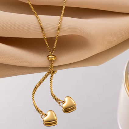 Colar Gravatinha feminino pingente de Coração pendurado folheado a prata 925
