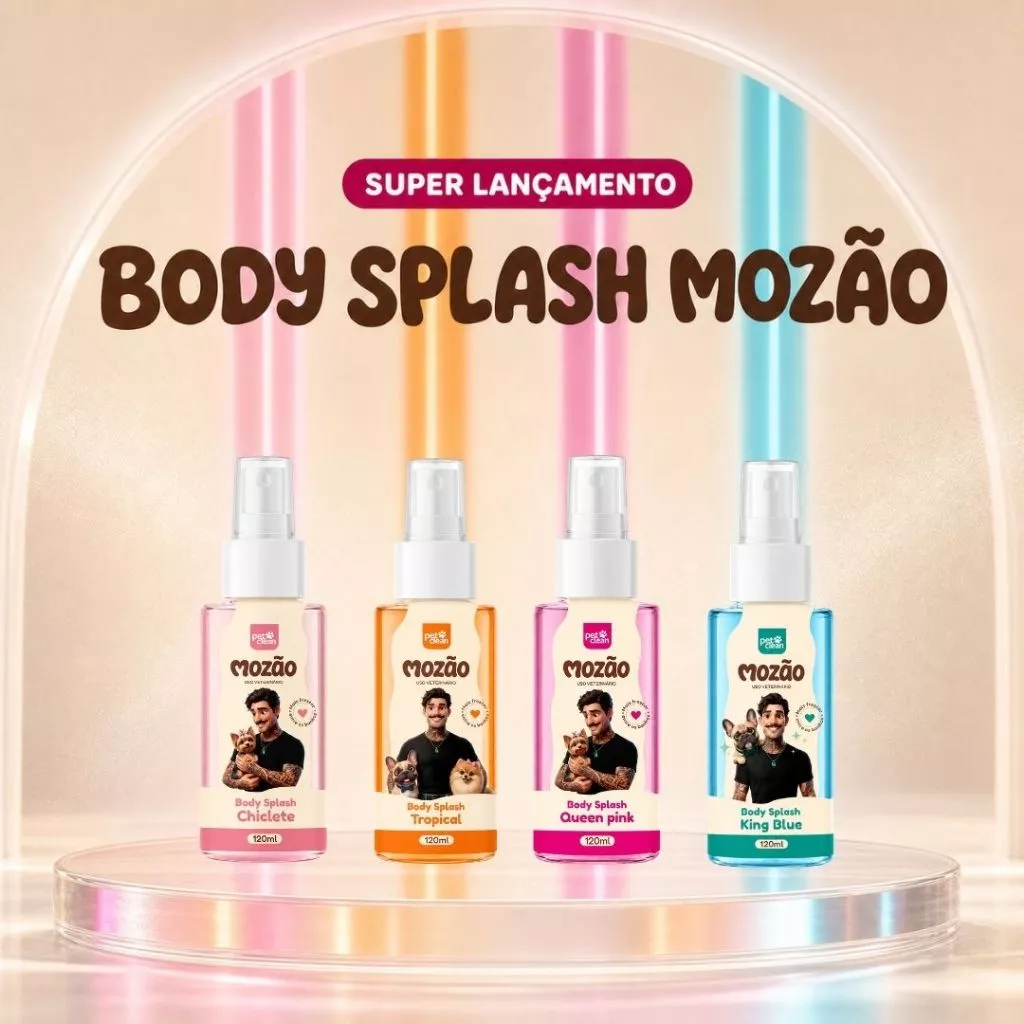 Perfume Pet Body Splash Mozão Lucas Lucco 120ml Várias Fragrâncias Cães e Gatos Colônia Spray Longa Duração
