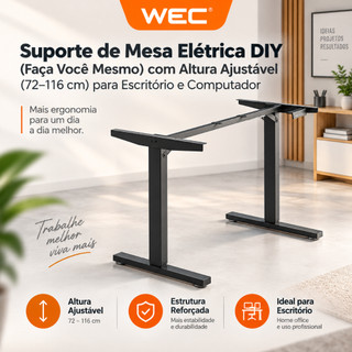 Estrutura de Mesa com Ajuste Elétrico de Altura (72–116 cm) – Ideal para Estações de Trabalho com Computador