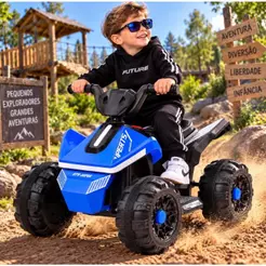 Carrinho de Passeio Infantil 6V Unitoys Quadriciclo Eletrico Sons e Luzes Farol Led