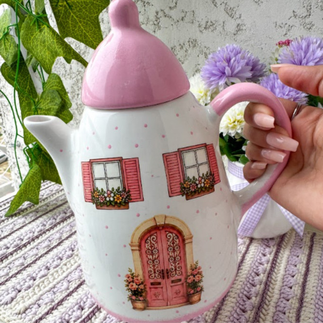 Bule Decorativo Cerâmica 1 Litro Artesanal Alta Qualidade