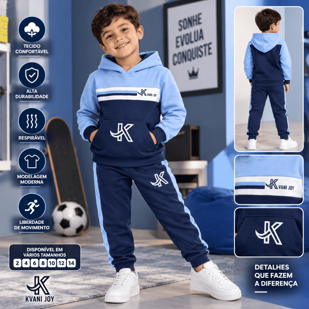 Conjunto Infantil Masculino - Casaco + Calça Quentinho - Tamanho 2 Ao 16