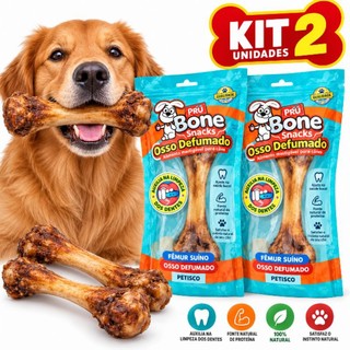 KIT FÊMUR 2 UNIDADES OSSO SUÍNO DEFUMADO CANELINHA PARA CACHORROS E CÃES 150G