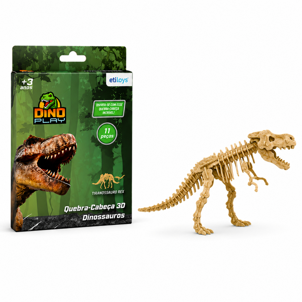Quebra Cabeça 3D Dino Papel Educativo 42 Peças Modelo Sortido Infantil
