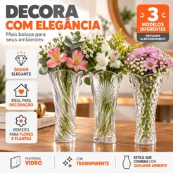 Vaso Para Flores Decorativo Para Mesa 23cm Em Vidro Transparente
