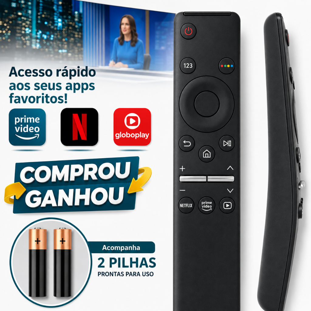 Controle Remoto Compatível Com Tv Samsung Smart Curvo 4K + Pilhas