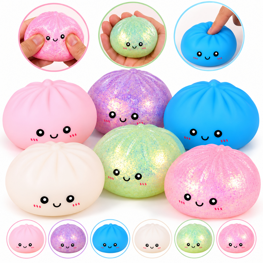 Bolinha Antiestresse Squishy Sensorial de Apertar com Glitter e LED Brinquedo Relaxante