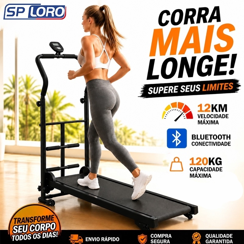 Esteira Ergométrica Dobrável 2.0HP Silenciosa 12km/h Suporta 120kg 110V/220V Para Casa e Apartamento PBJ01